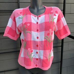 Vintage short sleeve cardigan sweater by Teddy